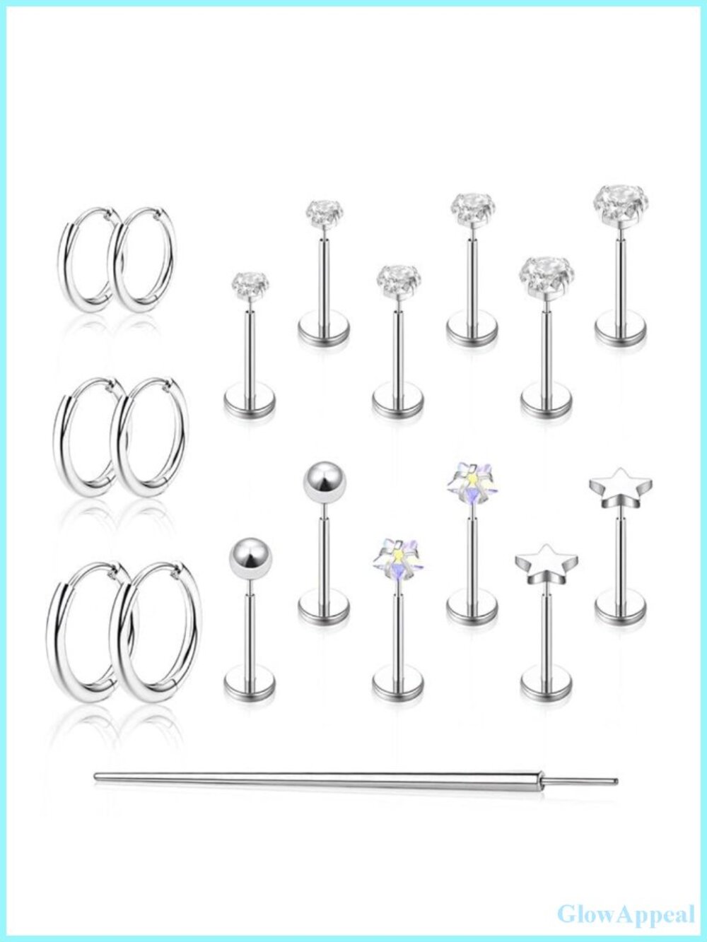 Flat Back Stud Earrings Tragus Helix Piercing Jewelry Surgical Stainless Steel